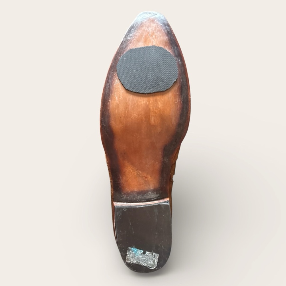 Custom Made Brown Suede Side Zip Boots 12 - 13‎ Leather Sole Artisan Pointed Toe - Picture 6 of 11